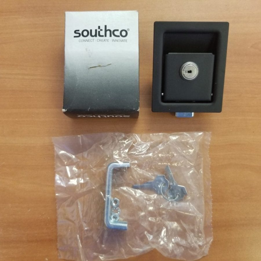 Southco 64-21-11 Push To Close Latch - Black Powder Coated Steel Paddle Latch, Medium Size