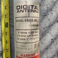Digital Antenna 848-WLW - 8' 10dB 2.4GHz WiFi Marine Grade Antenna, 1"-14 & F114